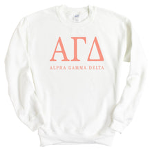Load image into Gallery viewer, Alpha Gamma Delta Sweatshirt | AGD Colored Block Letters Crewneck Sweatshirt | Alpha Gamma Delta Sorority Gift Idea - Kite and Crest
