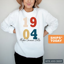 Load image into Gallery viewer, Alpha Gamma Delta Sweatshirt | AGD Colorful Year Crewneck Sweatshirt | Alpha Gamma Delta Sorority Gift Idea - Kite and Crest
