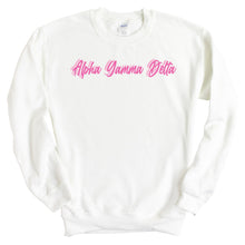 Load image into Gallery viewer, Alpha Gamma Delta Sweatshirt | AGD Neon Pink Colored Crewneck Sweatshirt | Alpha Gamma Delta Sorority Gift Idea - Kite and Crest

