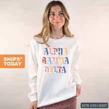 Load image into Gallery viewer, Alpha Gamma Delta Sweatshirt | AGD Retro Crewneck Sweatshirt | Alpha Gamma Delta Sorority Gift Idea - Kite and Crest
