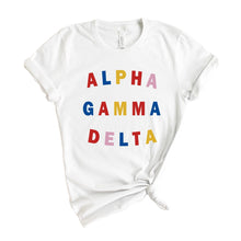 Load image into Gallery viewer, Alpha Gamma Delta T-Shirt | AGD Circular Colorful Shirt | Alpha Gamma Delta Sorority Gift Idea - Kite and Crest

