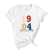 Load image into Gallery viewer, Alpha Gamma Delta T-Shirt | AGD Colorful Year Shirt | Alpha Gamma Delta Sorority Gift Idea - Kite and Crest
