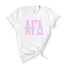 Load image into Gallery viewer, Alpha Gamma Delta T-shirt - Alpha Gam (AGD) Bright Retro Tee - Kite and Crest
