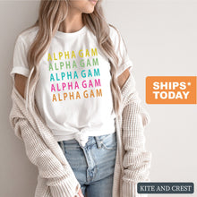 Load image into Gallery viewer, Alpha Gamma Delta T-shirt - Alpha Gam (AGD) Modern Stacked Tee - Kite and Crest
