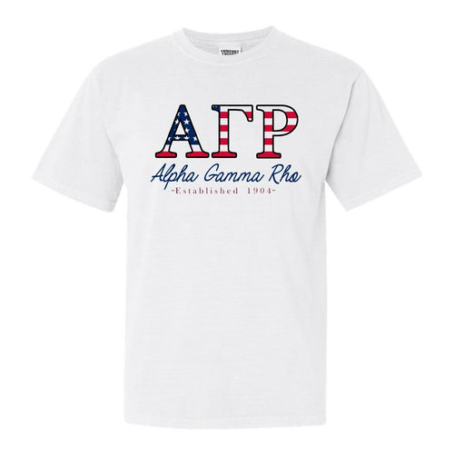 Alpha Gamma Rho Comfort Colors T-Shirt - AGR American Flag Letters Shirt - Kite and Crest