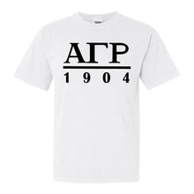 Load image into Gallery viewer, Alpha Gamma Rho Comfort Colors T-Shirt - AGR Black Letters Shirt - Kite and Crest
