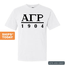 Load image into Gallery viewer, Alpha Gamma Rho Comfort Colors T-Shirt - AGR Black Letters Shirt - Kite and Crest
