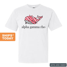 Load image into Gallery viewer, Alpha Gamma Rho Comfort Colors T-Shirt - AGR Red Whale Shirt - Kite and Crest
