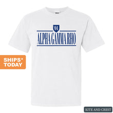 Load image into Gallery viewer, Alpha Gamma Rho Comfort Colors T-Shirt - AGR Shield Shirt - Kite and Crest
