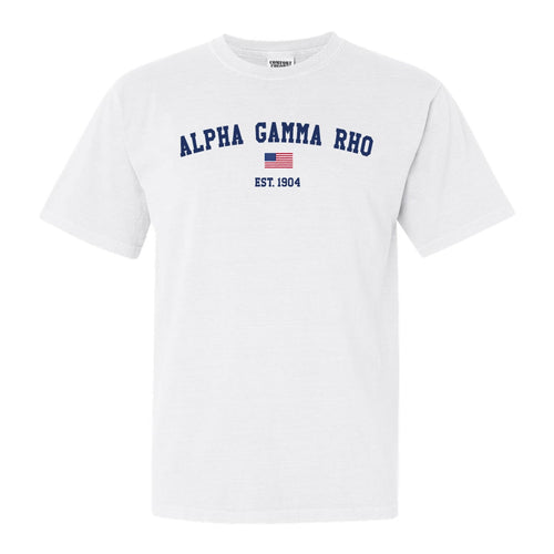 Alpha Gamma Rho Comfort Colors T-Shirt - AGR USA Flag Shirt - Kite and Crest