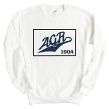 Load image into Gallery viewer, Alpha Gamma Rho Sweatshirt - AGR Baseball Boxed Crewneck Sweatshirt - Kite and Crest
