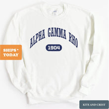 Load image into Gallery viewer, Alpha Gamma Rho Sweatshirt - AGR Fraternal Arch Crewneck Sweatshirt - Kite and Crest
