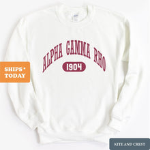 Load image into Gallery viewer, Alpha Gamma Rho Sweatshirt - AGR Large Athletic Crewneck Sweatshirt - Kite and Crest
