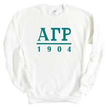 Load image into Gallery viewer, Alpha Gamma Rho Sweatshirt - AGR Lettered Basic Crewneck Sweatshirt - Kite and Crest
