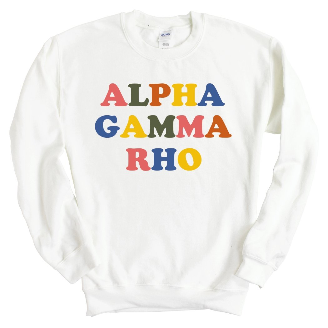 Alpha Gamma Rho Sweatshirt - AGR Retro Letters Crewneck Sweatshirt - Kite and Crest