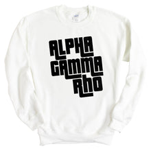 Load image into Gallery viewer, Alpha Gamma Rho Sweatshirt - AGR Stacked Letters Crewneck Sweatshirt - Kite and Crest
