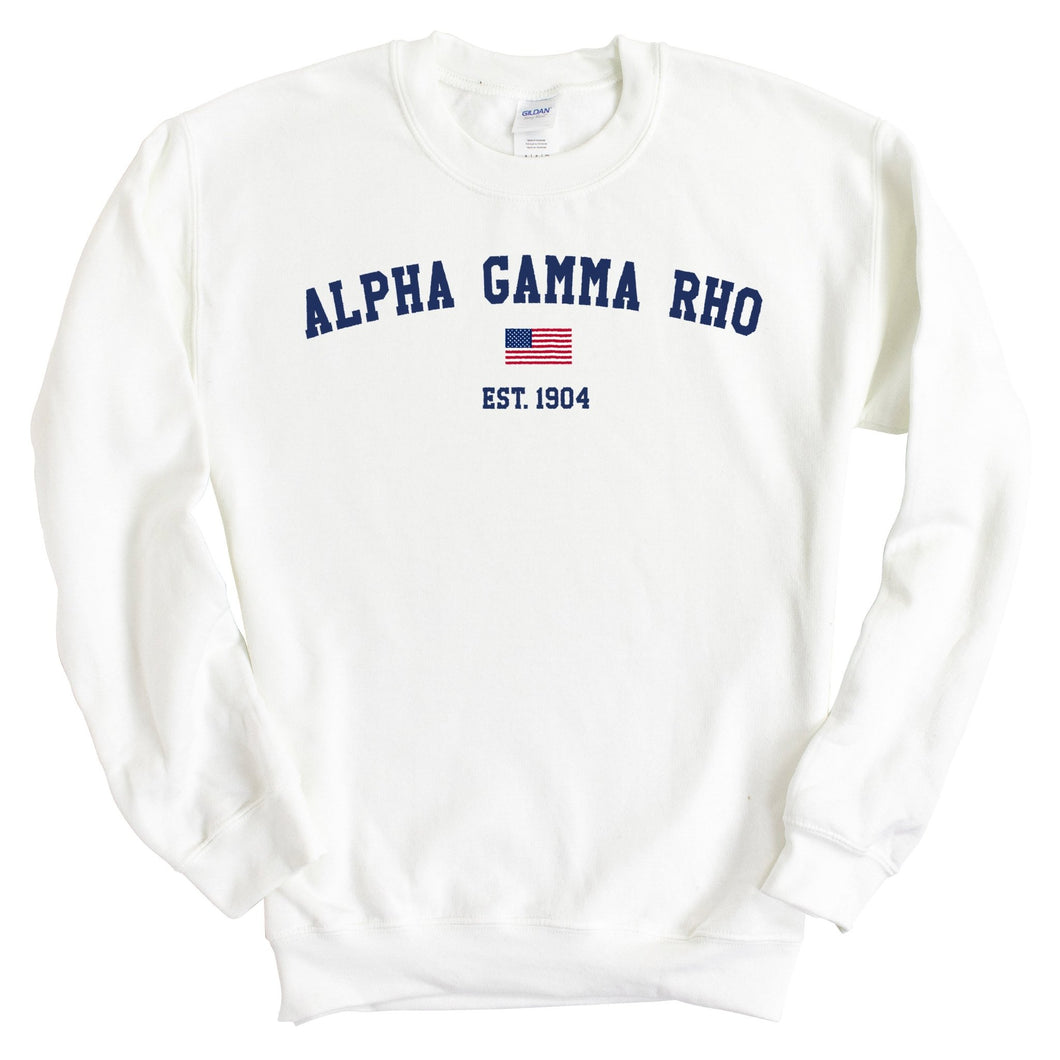 Alpha Gamma Rho Sweatshirt - AGR USA Flag Crewneck Sweatshirt - Kite and Crest