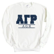 Load image into Gallery viewer, Alpha Gamma Rho Sweatshirt - AGR Washed Letters Crewneck Sweatshirt - Kite and Crest
