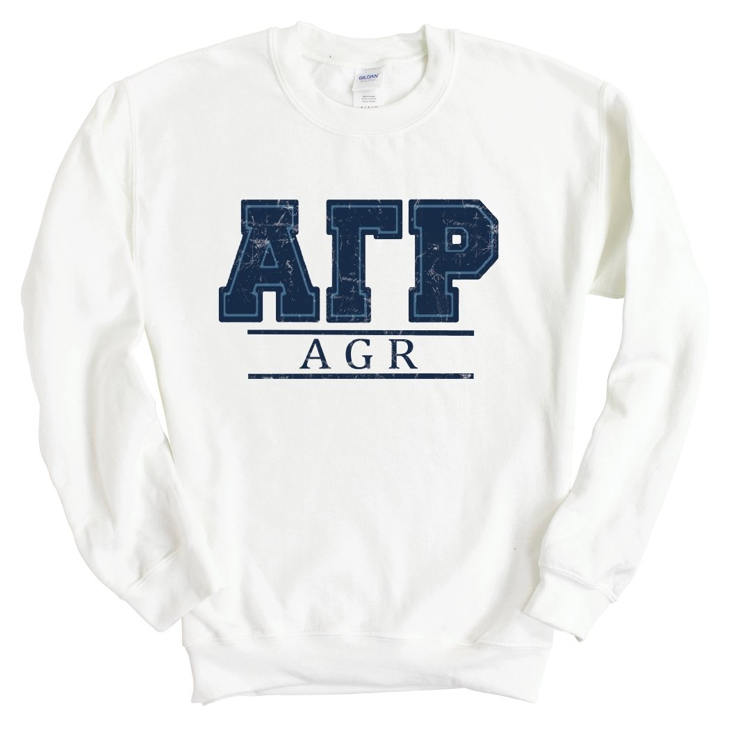 Alpha Gamma Rho Sweatshirt - AGR Washed Letters Crewneck Sweatshirt - Kite and Crest