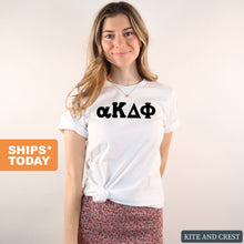 Load image into Gallery viewer, Alpha Kappa Delta Phi Basic Black Letters T-shirt - Kite and Crest
