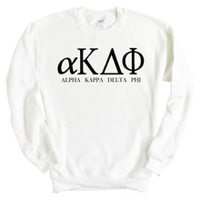 Load image into Gallery viewer, Alpha Kappa Delta Phi Block Letter Crewneck Sweatshirt - Kite and Crest
