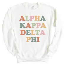 Load image into Gallery viewer, Alpha Kappa Delta Phi Bright and Colorful Crewneck Sweatshirt - Kite and Crest
