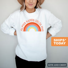 Load image into Gallery viewer, Alpha Kappa Delta Phi Colorful Rainbow Crewneck Sweatshirt - Kite and Crest
