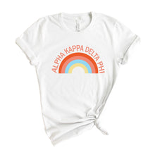 Load image into Gallery viewer, Alpha Kappa Delta Phi Colorful Rainbow T-shirt - Kite and Crest
