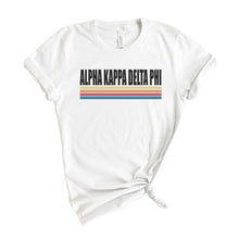 Load image into Gallery viewer, Alpha Kappa Delta Phi Colorful Stripes T-shirt - Kite and Crest
