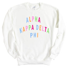 Load image into Gallery viewer, Alpha Kappa Delta Phi Rainbow Letter Crewneck Sweatshirt - Kite and Crest
