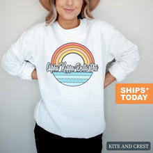 Load image into Gallery viewer, Alpha Kappa Delta Phi Wavy Rainbow Crewneck Sweatshirt - Kite and Crest
