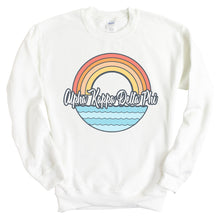 Load image into Gallery viewer, Alpha Kappa Delta Phi Wavy Rainbow Crewneck Sweatshirt - Kite and Crest
