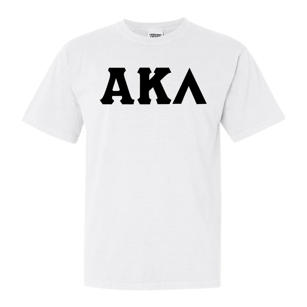 Alpha Kappa Lambda Basic Black Letters Comfort Colors T-Shirt - Fraternity Tee - Kite and Crest