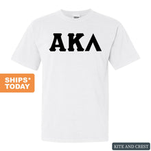 Load image into Gallery viewer, Alpha Kappa Lambda Basic Black Letters Comfort Colors T-Shirt - Fraternity Tee - Kite and Crest
