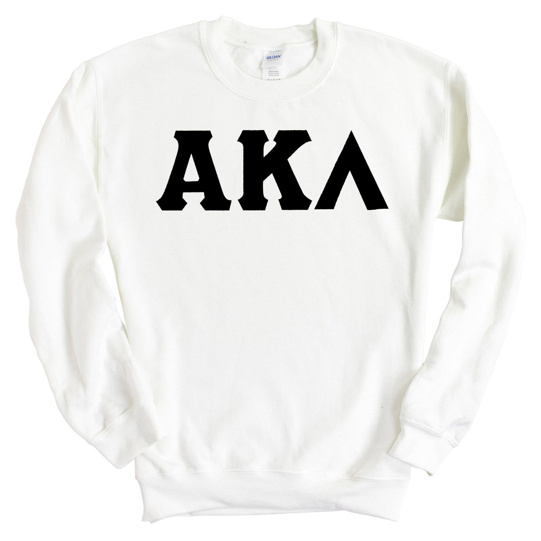 Alpha Kappa Lambda Basic Black Letters Sweatshirt - Fraternity Crewneck Sweatshirt - Kite and Crest