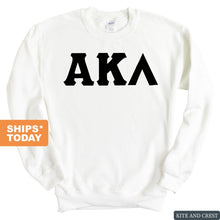 Load image into Gallery viewer, Alpha Kappa Lambda Basic Black Letters Sweatshirt - Fraternity Crewneck Sweatshirt - Kite and Crest
