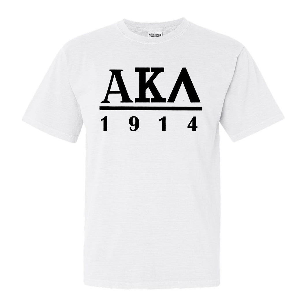 Alpha Kappa Lambda Black Letter Comfort Colors T-Shirt - Fraternity Tee - Kite and Crest