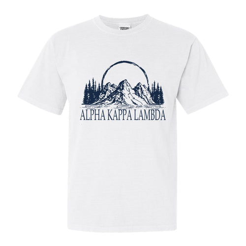 Alpha Kappa Lambda Epic Mountains Comfort Colors T-Shirt - Fraternity Tee - Kite and Crest