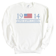 Load image into Gallery viewer, Alpha Kappa Lambda Flag Year Sweatshirt - Fraternity Crewneck Sweatshirt - Kite and Crest
