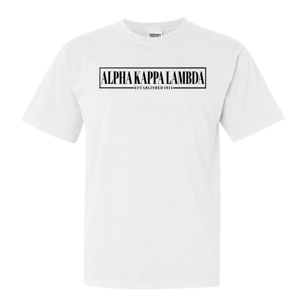 Alpha Kappa Lambda Fraternal Block Comfort Colors T-Shirt - Fraternity Tee - Kite and Crest