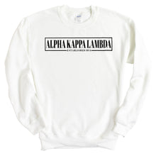 Load image into Gallery viewer, Alpha Kappa Lambda Fraternal Block Sweatshirt - Fraternity Crewneck Sweatshirt - Kite and Crest
