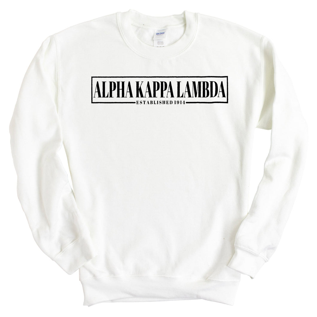 Alpha Kappa Lambda Fraternal Block Sweatshirt - Fraternity Crewneck Sweatshirt - Kite and Crest