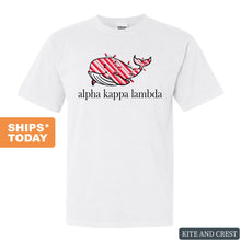 Load image into Gallery viewer, Alpha Kappa Lambda Red Whale Comfort Colors T-Shirt - Fraternity Tee - Kite and Crest
