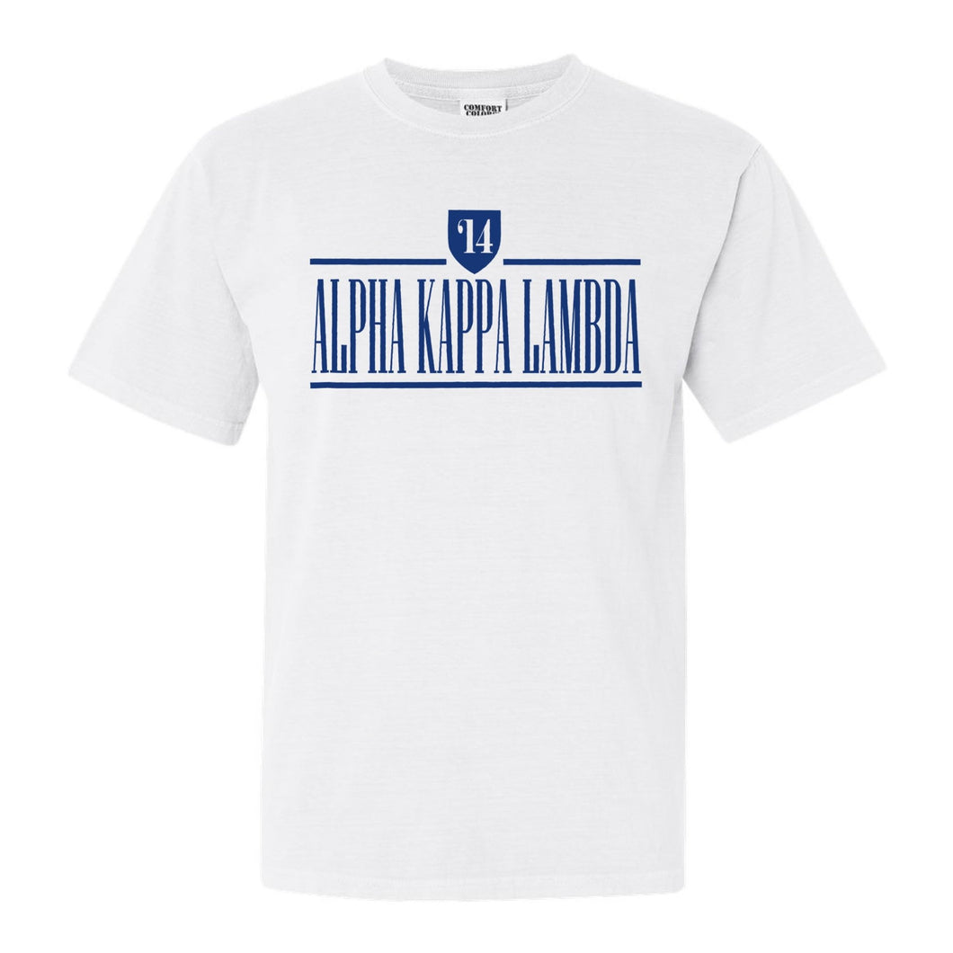 Alpha Kappa Lambda Shield Comfort Colors T-Shirt - Fraternity Tee - Kite and Crest