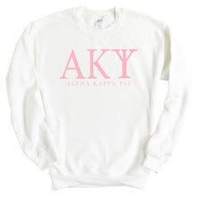 Load image into Gallery viewer, Alpha Kappa Psi Classic Pink Letters Sweatshirt - Fraternity Crewneck Sweatshirt - Kite and Crest
