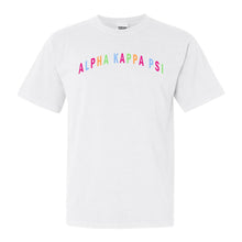 Load image into Gallery viewer, Alpha Kappa Psi Greek Rainbow Comfort Colors T-Shirt - Kite and Crest
