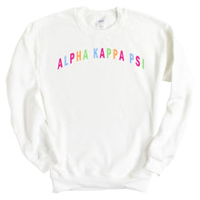 Load image into Gallery viewer, Alpha Kappa Psi Greek Rainbow Sweatshirt - Fraternity Crewneck Sweatshirt - Kite and Crest
