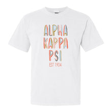 Load image into Gallery viewer, Alpha Kappa Psi Pastel Stencil Comfort Colors T-Shirt - Kite and Crest

