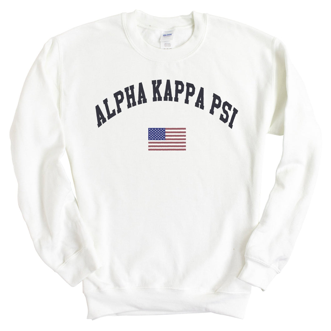 Alpha Kappa Psi Traditional Flag Sweatshirt - Fraternity Crewneck Sweatshirt - Kite and Crest