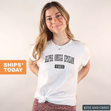Load image into Gallery viewer, Alpha Omega Epsilon Athletic T-shirt - Kite and Crest

